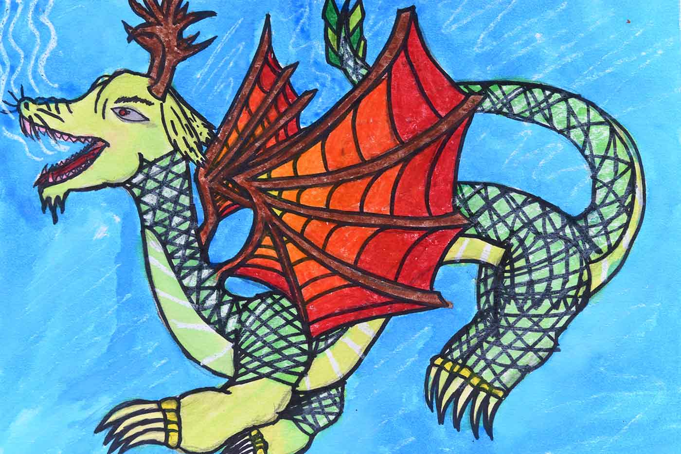 Natchaug student art picture of a dragon