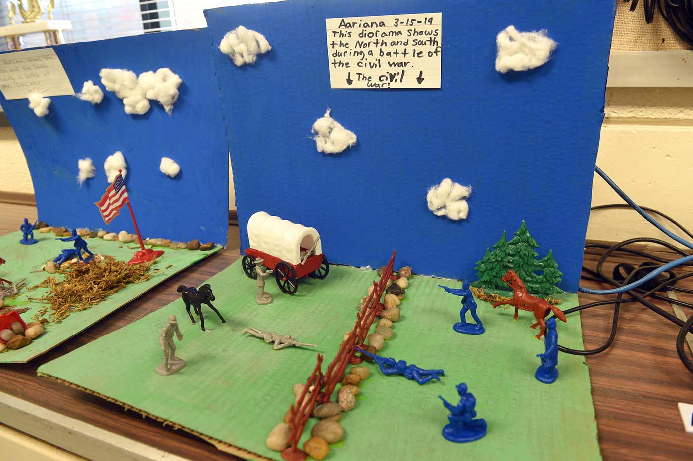 Natchaug school students diorama of the civil war displayed